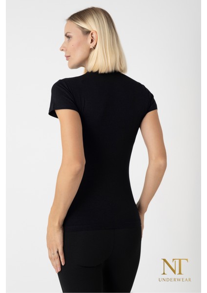 Kadın Bambu Balıkçı Yaka Yarım Kol Body - T-Shirt Hafif, Rahat ve Şık fırsatları