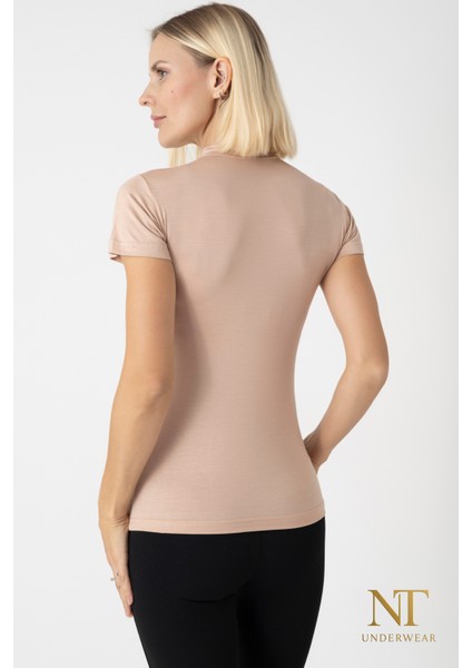 Kadın Bambu Balıkçı Yaka Yarım Kol Body - T-Shirt Hafif, Rahat ve Şık modelleri