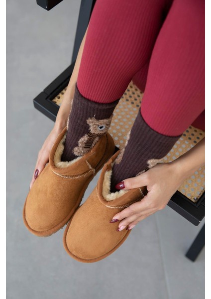 Asia Kadın Içi Tüylü Kalın Taban Süet Yarım Bot Taba fiyatları