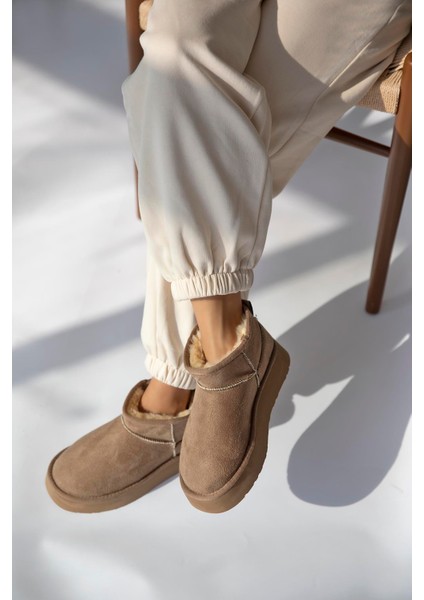 Tommo Kadın Içi Tüylü Kalın Taban Süet Yarım Bot Vizon fiyatları