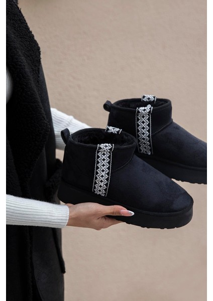 Rosso Kadın Içi Tüylü Kalın Taban Süet Yarım Bot Siyah fiyatları