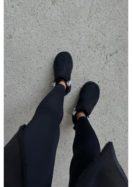 Rosso Kadın Içi Tüylü Kalın Taban Süet Yarım Bot Siyah modelleri