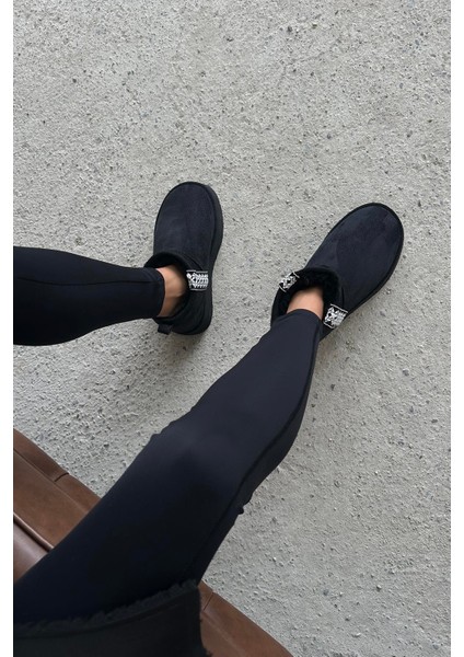 Rosso Kadın Içi Tüylü Kalın Taban Süet Yarım Bot Siyah indirimleri