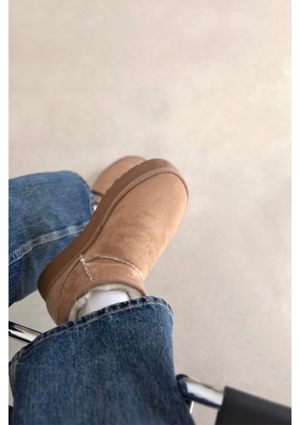 Salvador Kadın Içi Tüylü Kalın Taban Süet Yarım Bot Vizon fiyatları