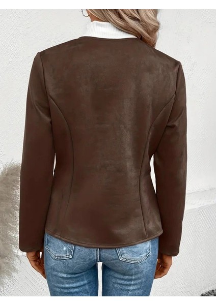 Kadın Uzun Kollu Yuvarlak Yaka Önden Fermuarlı Süet Ceket fırsatları