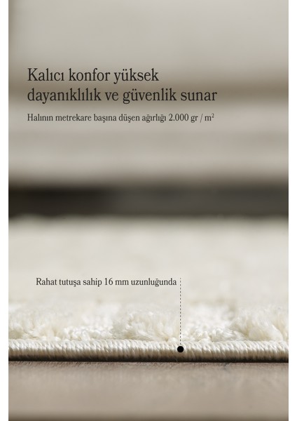 Modern Yumuşak Bukleli Salon Oturma Odası Yolluk Krem Halı fırsatları