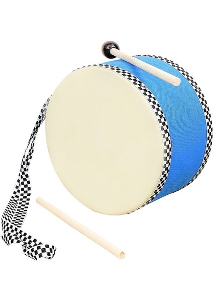 El Yapımı Ahşap Çocuk Davulu, Mavi, Tokmaklı, Özel Tasarım
