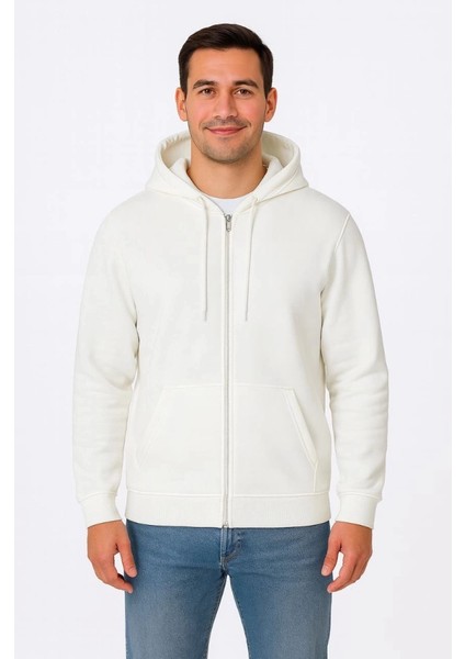 Erkek Üç Iplik Kapüşonlu Tam Fermuarlı Kanguru Çepli Sweatshirt Hoodie fırsatları