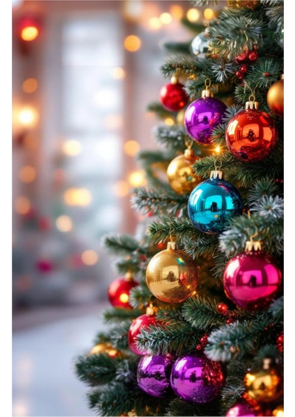 Yılbaşı Çam Ağacı Süsü Cici Top 6 cm 48'li Set Renkli modelleri