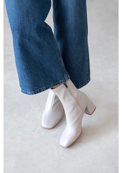 Lucas Kadın Küt Kalıp Deri Bot Bej