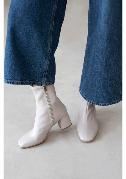 Lucas Kadın Küt Kalıp Deri Bot Bej fiyatları