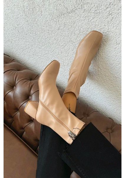 Lucas Kadın Küt Kalıp Deri Bot Ten