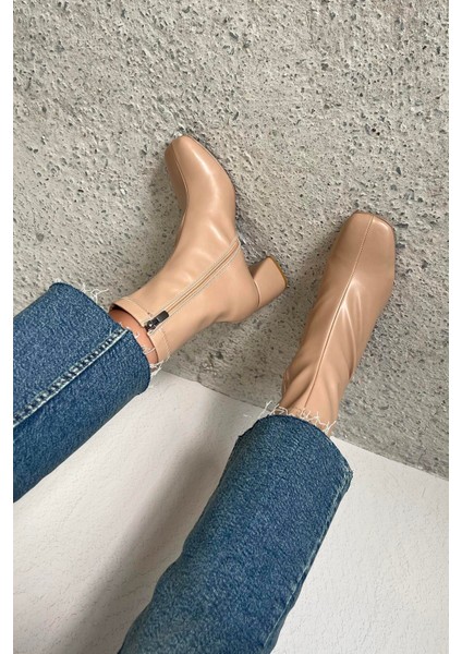 Lucas Kadın Küt Kalıp Deri Bot Ten modelleri