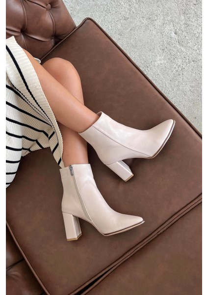 Fergal Kadın Topuklu Deri Bot Bej fiyatları