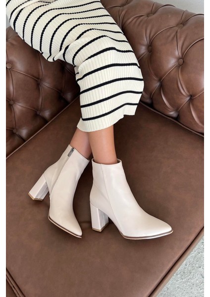 Fergal Kadın Topuklu Deri Bot Bej modelleri