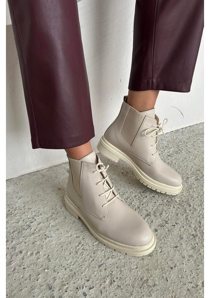 Pery Kadın Lastik Detay Deri Bot Bej fiyatları