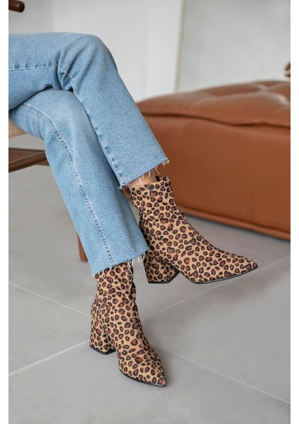 Garcia Kadın Streç Sivri Kalıp Kumaş Bot Leopar modelleri