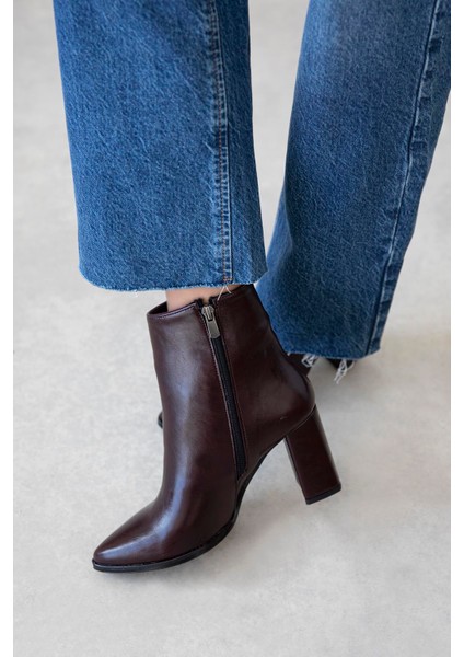 Fergal Kadın Topuklu Kırışık Deri Bot Bordo fiyatları