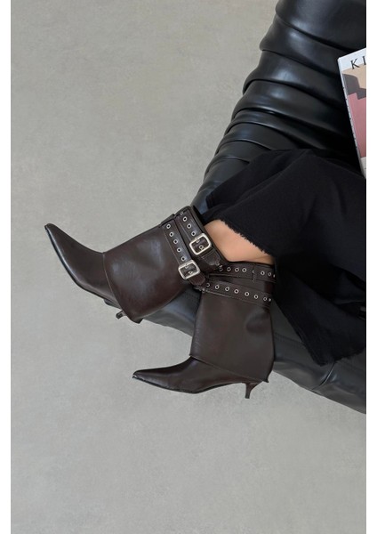 Katy Kadın Aksesuar Detay Kırışık Deri Bot Kahve modelleri