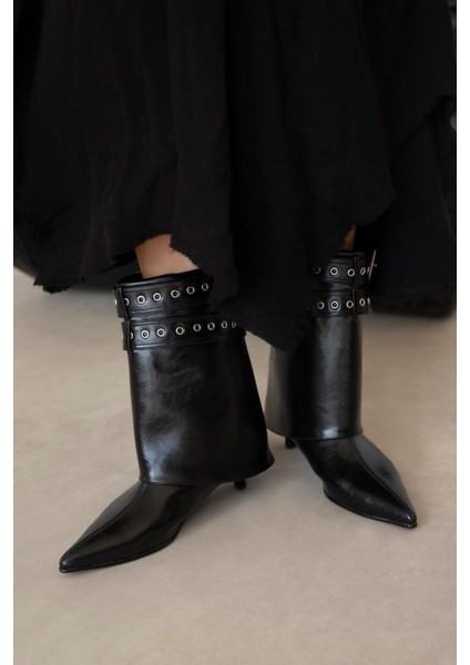 Katy Kadın Aksesuar Detay Kırışık Deri Bot Siyah fiyatları