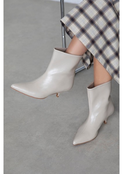 Bella Kadın Pino Ökçe Kırışık Deri Bot Bej fiyatları