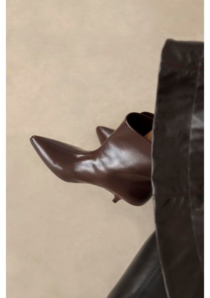 Bella Kadın Pino Ökçe Kırışık Deri Bot Bordo