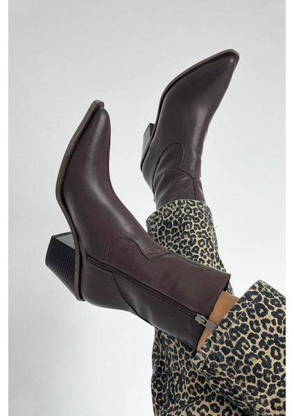 Jose Kadın Deri Topuklu Bot Kahve modelleri