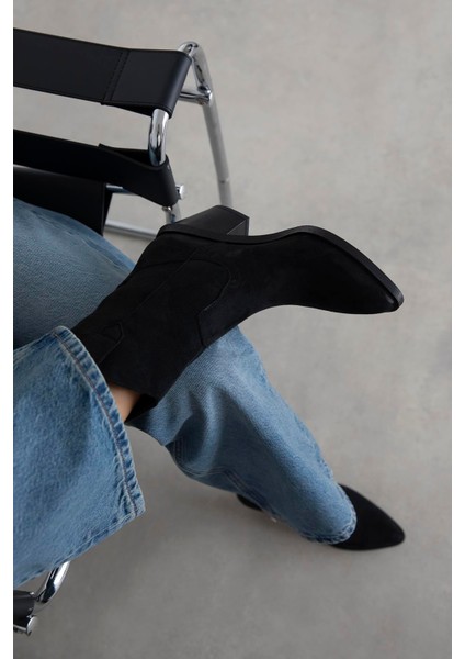 Maven Kadın Süet Topuklu Bot Siyah