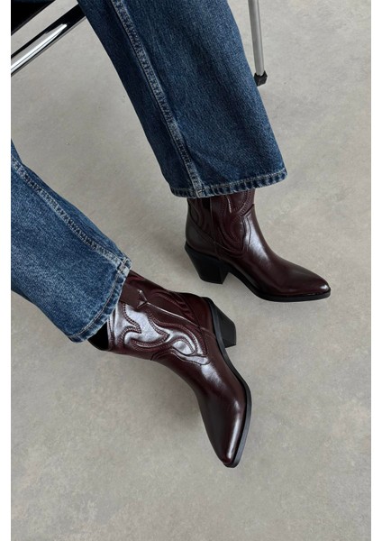 Hadley Kadın Kırışık Deri Topuklu Bot Bordo fiyatları