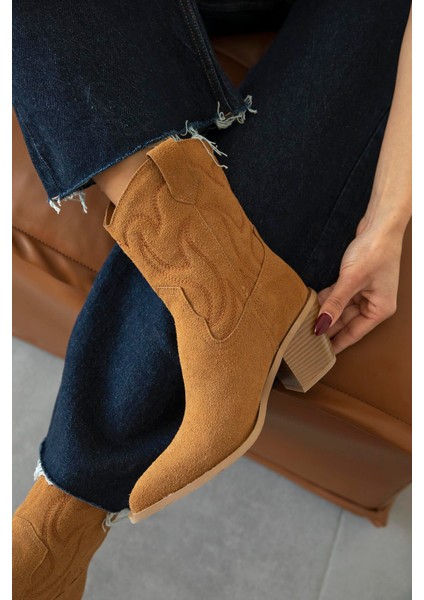 Hadley Kadın Süet Topuklu Bot Taba