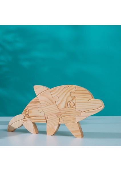 Doğal Ahşap Yunus Puzzle Hobi Boyama Serisi, Eğlenceli ve Öğretici Oyuncak