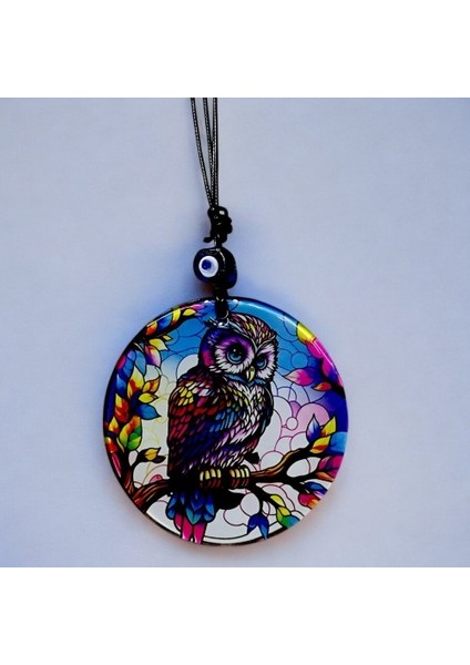 Dalda Baykuş Desenli 12 cm Füzyon Cam Duvar Süsü fiyatları