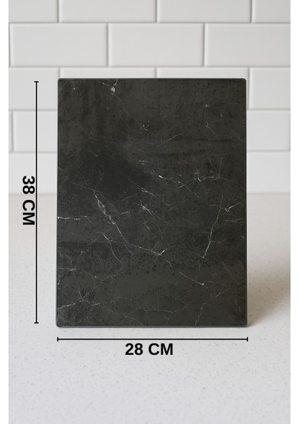 Cam Kesme Tahtası Büyük Boy 38X28 – Mermer Desen, Kaymaz Silikon Ayaklı fiyatları