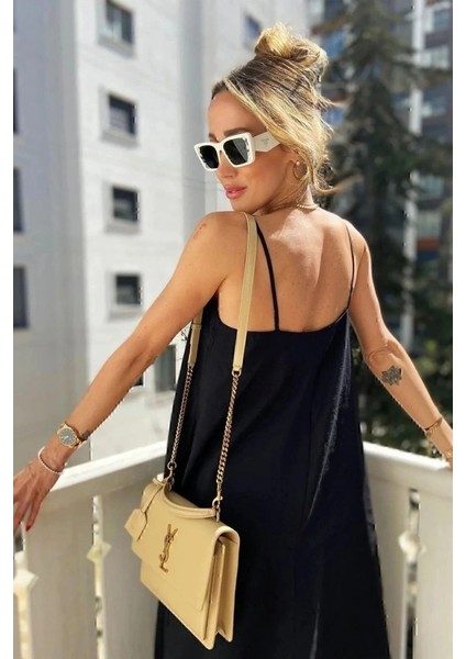 Kadın Ip Askılı V Yakalı Uzun Aerobin Elbise modelleri