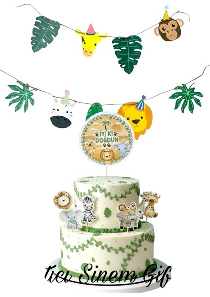 Safari Doğum Günü Konsepti - Safari Pasta Süsü - Safari Cupcake Süsü - Saferi Banner