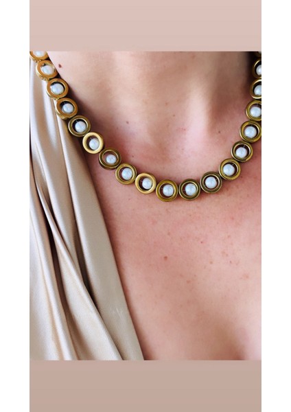 Cam Incili Hematit Halka Kolye