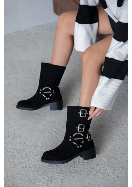 Senya Kadın Aksesuar Detay Süet Bot Siyah fiyatları