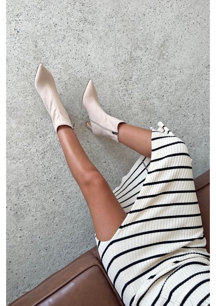 Poppin Kadın Pino Ökçe Kumaş Bot Bej fiyatları