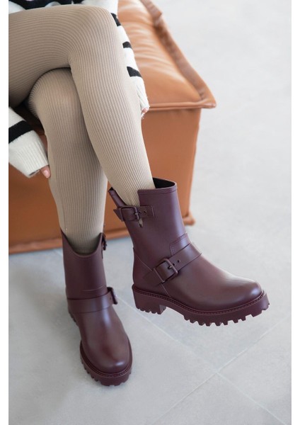 Hudson Plastik Su Geçirmez Kadın Bot Bordo
