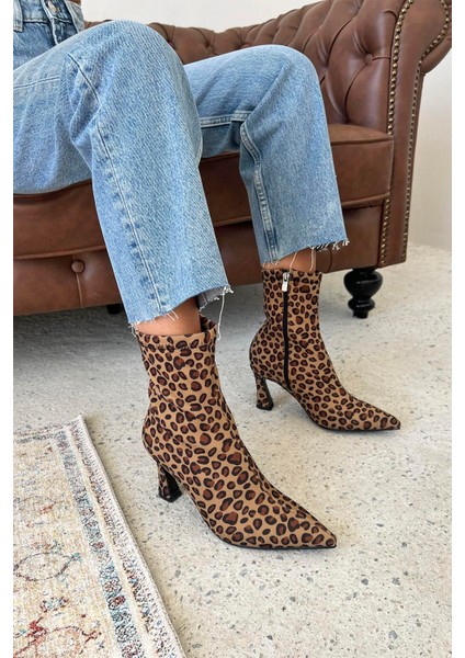 Poppin Kadın Pino Ökçe Kumaş Bot Leopar fiyatları