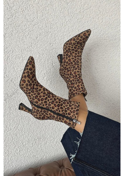Poppin Kadın Pino Ökçe Kumaş Bot Leopar fırsatları