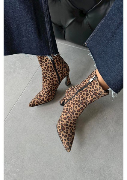 Poppin Kadın Pino Ökçe Kumaş Bot Leopar indirimleri