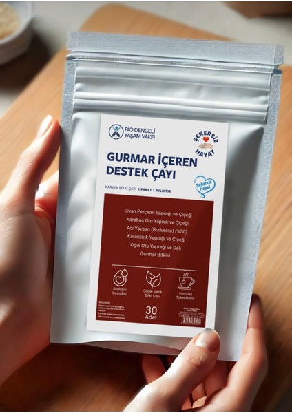 Gurmar,civanperçemi,oğul Otu ve Acı Yavşan Içeren Detoksifikasyon Için Yardımcı 30'lu Bitki Çayı