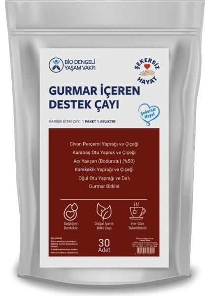 Gurmar,civanperçemi,oğul Otu ve Acı Yavşan Içeren Detoksifikasyon Için Yardımcı 30'lu Bitki Çayı modelleri