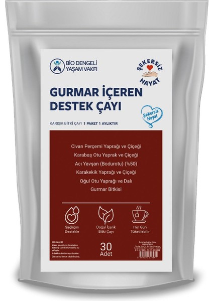 Gurmar,civanperçemi,oğul Otu ve Acı Yavşan Içeren Detoksifikasyon Için Yardımcı 30'lu Bitki Çayı indirimleri