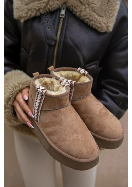 Rosso Kadın Içi Tüylü Kalın Taban Süet Yarım Bot Vizon