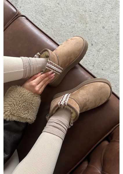 Rosso Kadın Içi Tüylü Kalın Taban Süet Yarım Bot Vizon fiyatları