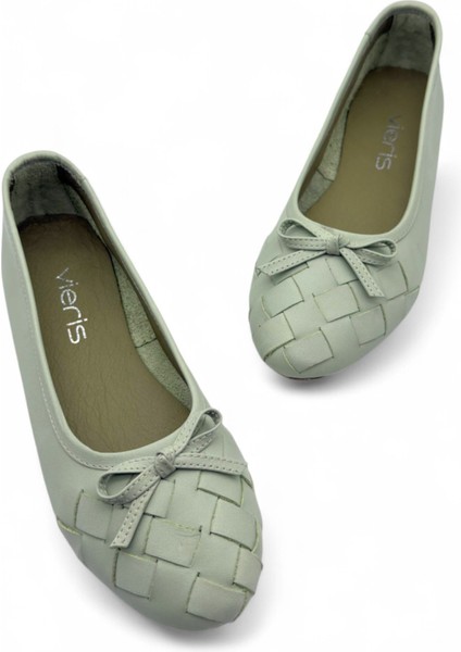 Chic Su Yeşili Hakiki Deri Fiyonk Detaylı Kadın Günlük Babet fiyatları