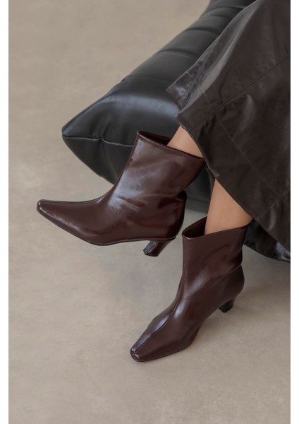 Viva Kadın Kırışık Deri Bot Bordo