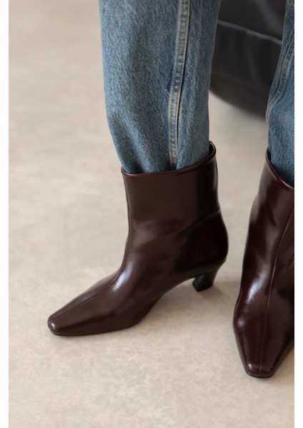 Viva Kadın Kırışık Deri Bot Bordo